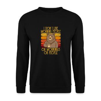 i dont like morning people bear coffee - Unisex Sweatshirt - black - Front - Alina (178cm) & Michal (187cm)