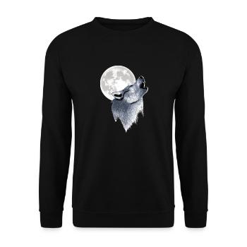 Howling Wolf Full Moon Moon - Unisex Sweatshirt - black - Front - Alina (178cm) & Michal (187cm)