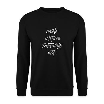 all beginning is difficult Latin quotation scripture - Unisex Sweatshirt - black - Front - Alina (178cm) & Michal (187cm)