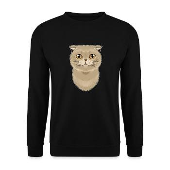 Cat Lover I Cat Face I Scottish Fold Cat - Unisex Pullover - Schwarz - Vorne - Alina (178cm) & Michal (187cm)