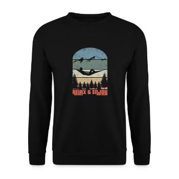 Relax & Enjoy - Unisex Pullover - Schwarz - Vorne - Alina (178cm) & Michal (187cm)