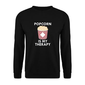 Popcorn comme thérapie ironique disant manger du - Sweat-shirt Unisexe - noir - Devant - Alina (178cm) & Michal (187cm)