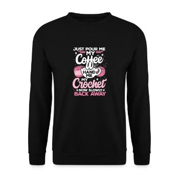 Café et crochet - Drôle de crochet pour les amateurs de café - Sweat-shirt Unisexe - noir - Devant - Alina (178cm) & Michal (187cm)