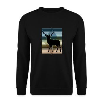 Hirsch - Unisex Pullover - Schwarz - Vorne - Alina (178cm) & Michal (187cm)