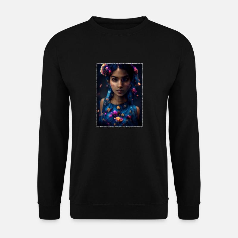 Wunderschönes farbenfrohes Blumenmädchen - Unisex Pullover - Schwarz