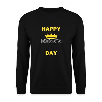 T-Shirt Happy Bosss Day Gift Boss Superviseur - Sweat-shirt Unisexe - noir - Devant - Alina (178cm) & Michal (187cm)
