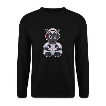 Lamb With Gaming Controller I Funny Gaming I Gamer - Unisex Pullover - Schwarz - Vorne - Alina (178cm) & Michal (187cm)