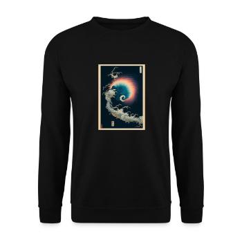 Japanisch Nebula Regenbogen Design - Unisex Pullover - Schwarz - Vorne - Alina (178cm) & Michal (187cm)