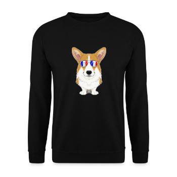 Welsh Corgi France Sunglasses I French Flag - Unisex Pullover - Schwarz - Vorne - Alina (178cm) & Michal (187cm)
