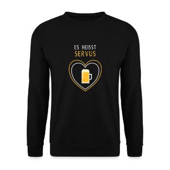 Es heisst Servus Bier - Unisex Pullover - Schwarz - Vorne - Alina (178cm) & Michal (187cm)