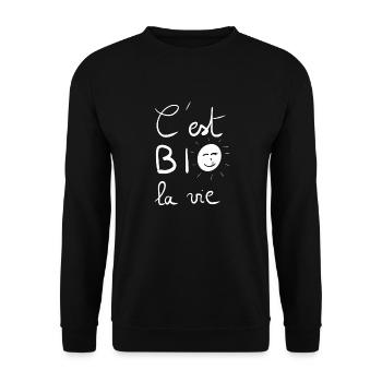bio la vie - biologique - naturel - agriculture - Sweat-shirt Unisexe - noir - Devant - Alina (178cm) & Michal (187cm)