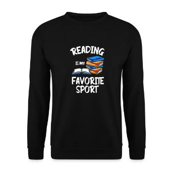 Bücher Lesen Buch Bücherwurm Buchnerd Roman - Unisex Pullover - Schwarz - Vorne - Alina (178cm) & Michal (187cm)