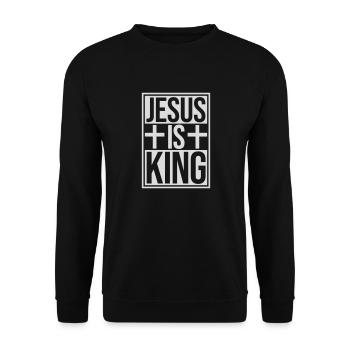 Citation de Jésus est roi - Sweat-shirt Unisexe - noir - Devant - Alina (178cm) & Michal (187cm)