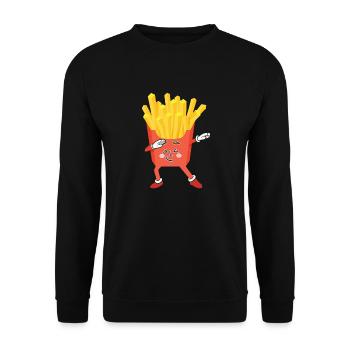 dabbing fries Un cornet de frites A cone of fries - Sweat-shirt Unisexe - noir - Devant - Alina (178cm) & Michal (187cm)