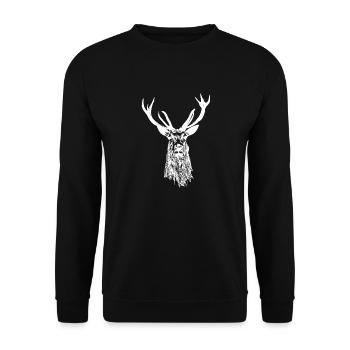 Ich liebe Hirsche Hirsch - Unisex Pullover - Schwarz - Vorne - Alina (178cm) & Michal (187cm)