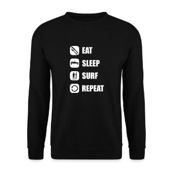 Surfen eat sleep surfen repeat surfing - Unisex Pullover - Schwarz - Vorne - Alina (178cm) & Michal (187cm)