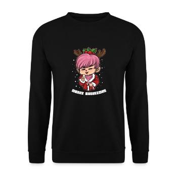 « Xmas Kpop », « Xmas Gin » ou « Xmas Beer », « Axolotl C - Sweat-shirt Unisexe - noir - Devant - Alina (178cm) & Michal (187cm)