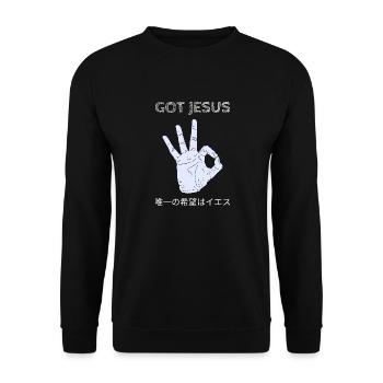 Got Jesus - Unisex Sweatshirt - black - Front - Alina (178cm) & Michal (187cm)