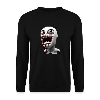 A Cute Cartoon Zombie No Coffee #3 - Unisex Pullover - Schwarz - Vorne - Alina (178cm) & Michal (187cm)