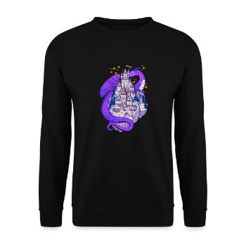 Dragon violet gardant son T-shirt de château - Sweat-shirt Unisexe - noir - Devant - Alina (178cm) & Michal (187cm)