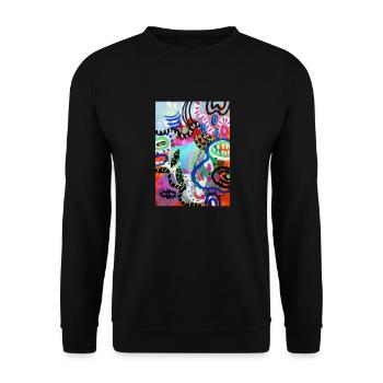 Abstract Chaos #3 original painting Design - Unisex Pullover - Schwarz - Vorne - Alina (178cm) & Michal (187cm)