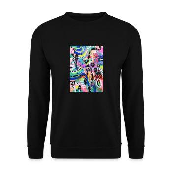 Abstract Chaos #6 original painting Design - Unisex Pullover - Schwarz - Vorne - Alina (178cm) & Michal (187cm)