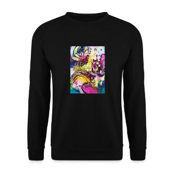 Abstract Chaos #18 peinture originale Design - Sweat-shirt Unisexe - noir - Devant - Alina (178cm) & Michal (187cm)