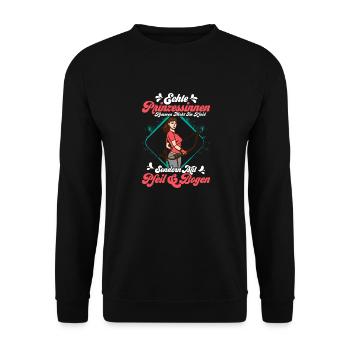 Echte Prinzessinen kommen mit Pfeil & Bogen Bogens - Unisex Pullover - Schwarz - Vorne - Alina (178cm) & Michal (187cm)