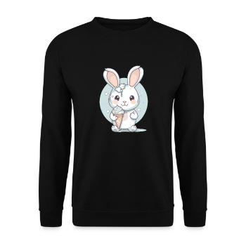 Gâterie estivale : Lapin avec crème glacée - Sweat-shirt Unisexe - noir - Devant - Alina (178cm) & Michal (187cm)