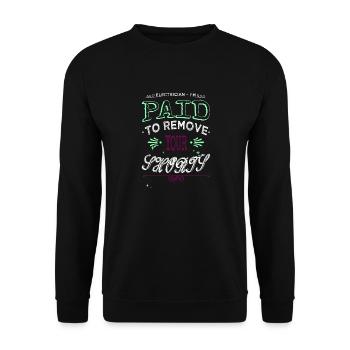 training light electrician beer humor - Unisex Pullover - Schwarz - Vorne - Alina (178cm) & Michal (187cm)