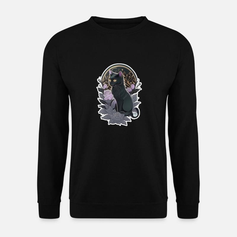 Schwarze Katze im Gothic-Stil - Unisex Pullover - Schwarz