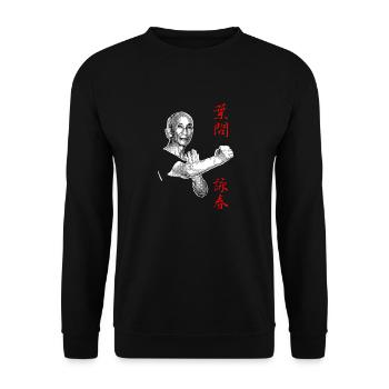 Yip Man Wing Chun Halftone Design - Unisex Sweatshirt - black - Front - Alina (178cm) & Michal (187cm)