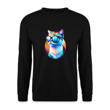 Spectacled cat - Unisex Sweatshirt - black - Front - Alina (178cm) & Michal (187cm)