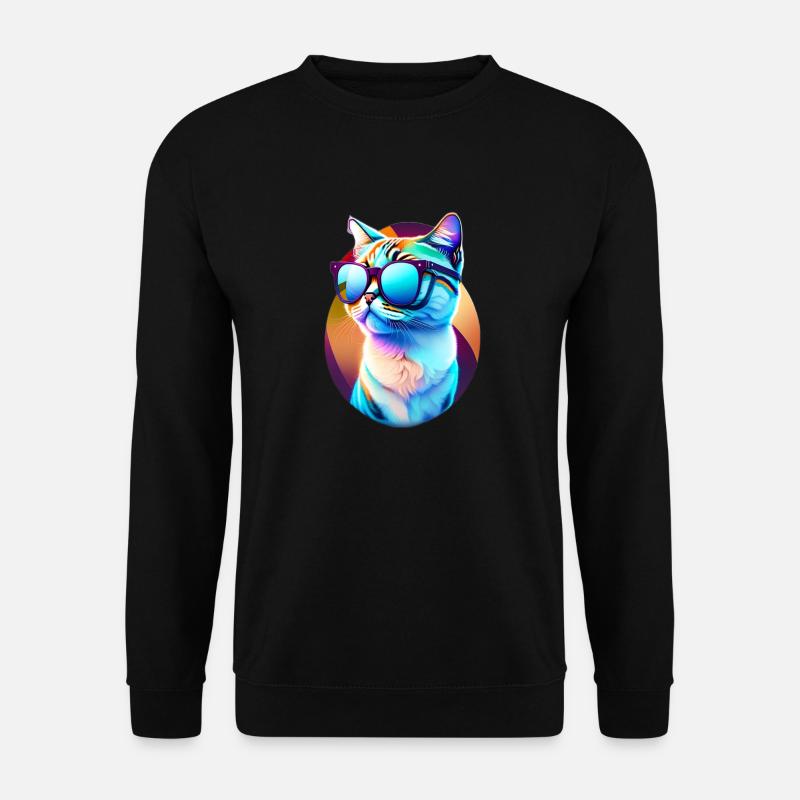 Chat à lunettes - Sweat-shirt Unisexe - noir
