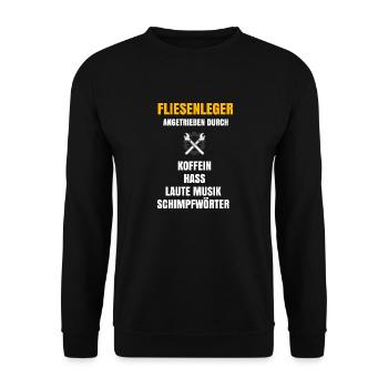 Fliesenleger Sprüche als Geschenk für Handwerker - Unisex Pullover - Schwarz - Vorne - Alina (178cm) & Michal (187cm)
