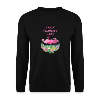 Crazy Flamingo Lady T Shirt - Unisex Sweatshirt - black - Front - Alina (178cm) & Michal (187cm)