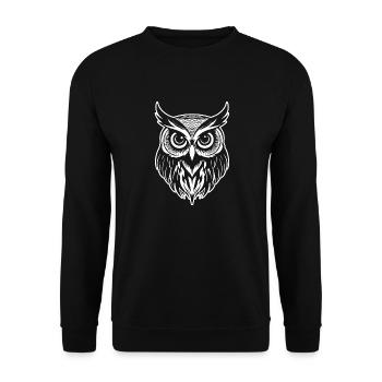 Owl Owl Bird Birds - Unisex Sweatshirt - black - Front - Alina (178cm) & Michal (187cm)