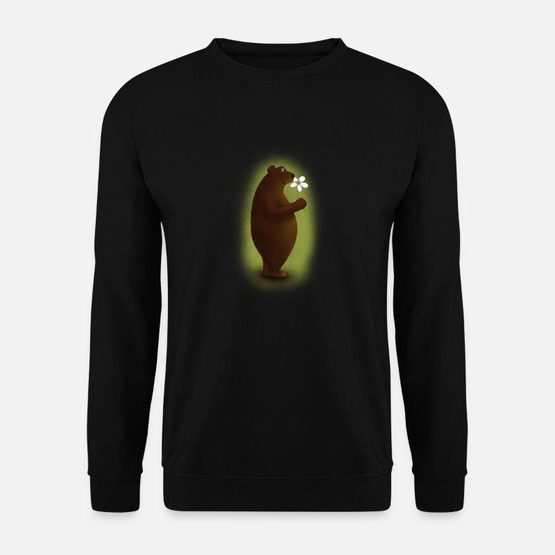 Bär mit Blume - Unisex Pullover - Schwarz