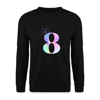 Regenbogen zum 8-jährigen Jubiläum - Unisex Pullover - Schwarz - Vorne - Alina (178cm) & Michal (187cm)