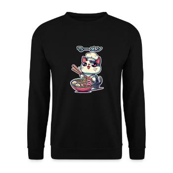 Fun Ramen Cat - Unisex Sweatshirt - black - Front - Alina (178cm) & Michal (187cm)