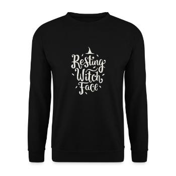 Ruhendes Hexengesicht - Unisex Pullover - Schwarz - Vorne - Alina (178cm) & Michal (187cm)