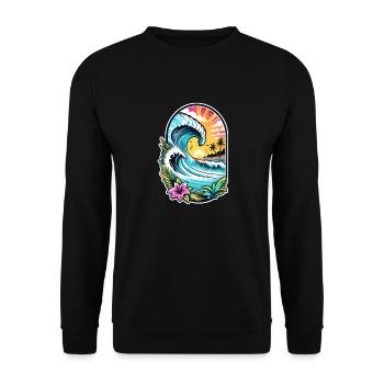 surf plage palmier soleil vacances - Sweat-shirt Unisexe - noir - Devant - Alina (178cm) & Michal (187cm)