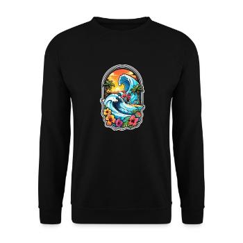 Surfing Beach Palm Tree Sunshine Holidays - Unisex Sweatshirt - black - Front - Alina (178cm) & Michal (187cm)