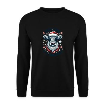 Holy Cow Its Christmas I Xmas Cow - Unisex Sweatshirt - black - Front - Alina (178cm) & Michal (187cm)
