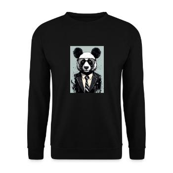 Panda Riesenpanda Smoking-Anzug - Unisex Pullover - Schwarz - Vorne - Alina (178cm) & Michal (187cm)