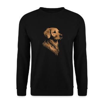 Golden Retriever Zeichnung Kopf gold/bronze - Unisex Pullover - Schwarz - Vorne - Alina (178cm) & Michal (187cm)