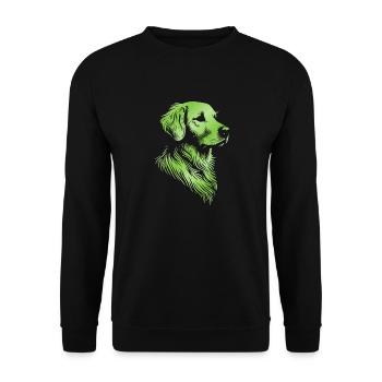 Golden Retriever dessin tête vert - Sweat-shirt Unisexe - noir - Devant - Alina (178cm) & Michal (187cm)