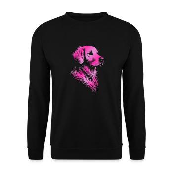 Golden Retriever Zeichnung Kopf pink - Unisex Pullover - Schwarz - Vorne - Alina (178cm) & Michal (187cm)