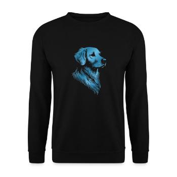 Golden Retriever Zeichnung Kopf blau - Unisex Pullover - Schwarz - Vorne - Alina (178cm) & Michal (187cm)