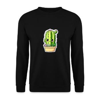 Cute Kawaii Cactus - Unisex Sweatshirt - black - Front - Alina (178cm) & Michal (187cm)